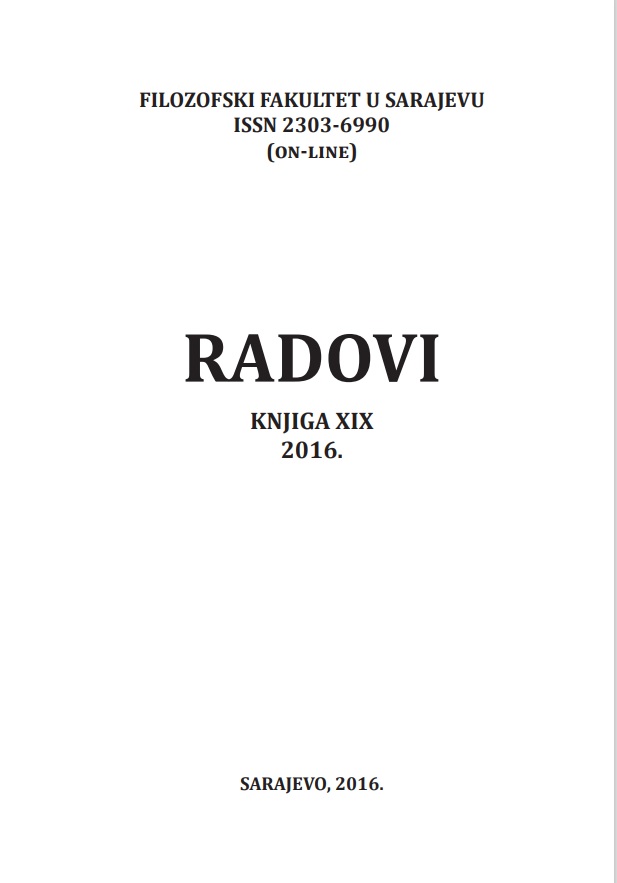 					View No. 19 (2016): Journal of the Faculty of Philosophy in Sarajevo / Radovi Filozofskog fakulteta u Sarajevu
				