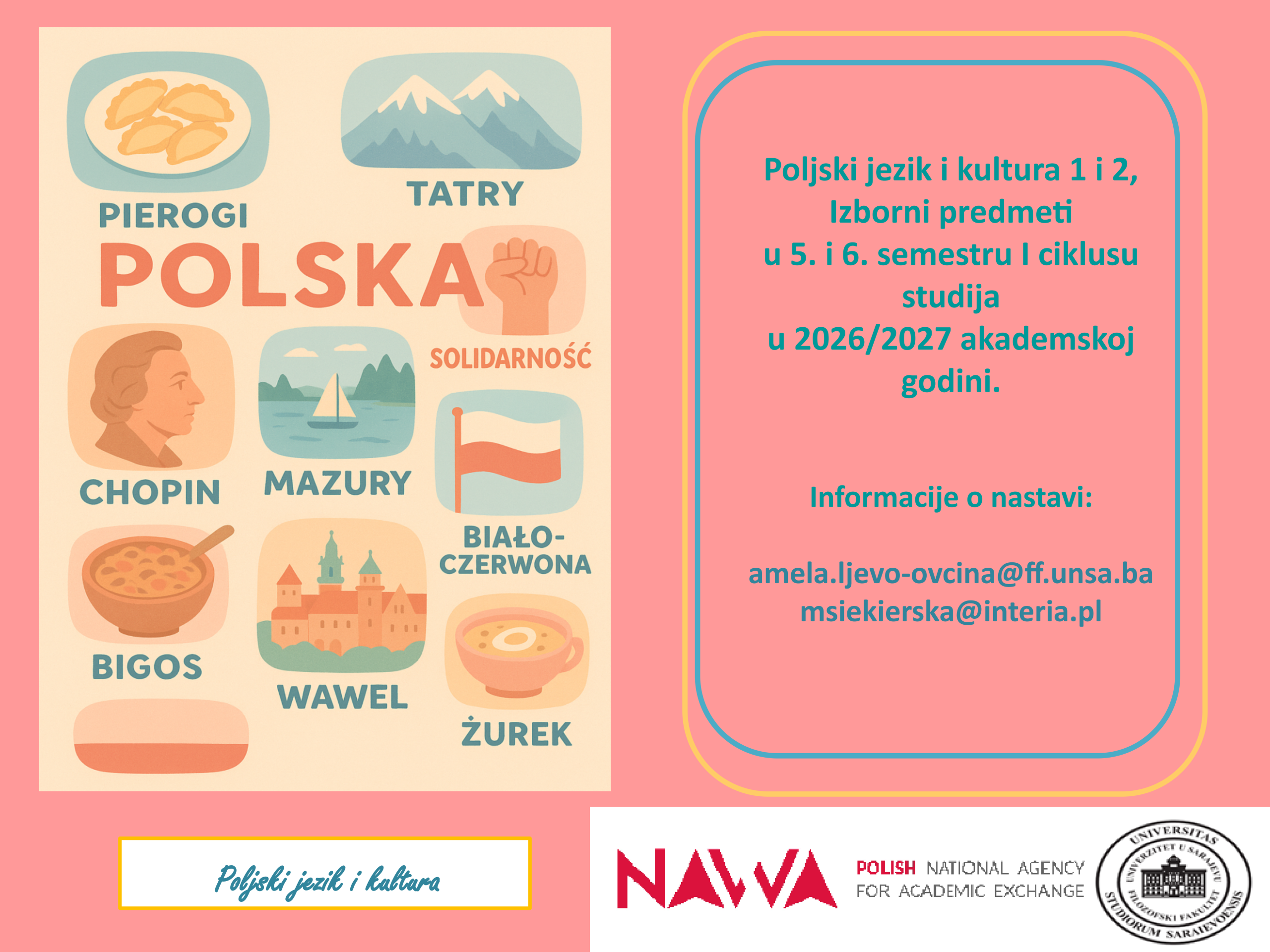 Poljski jezik i kultura 1 i 2 – izborni predmeti na unutarnjoj i vanjskoj listi